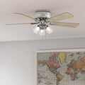Hunter Fan 52 Crestfield Brushed Nickel W 5 Gry Pine Natl Wd Rev Blds