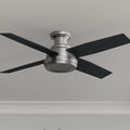 Hunter Fan Dempsey Collection 52 Inch Low Profile Brushed Nickel Ceiling Fan With 4 Black Chocolate Oak Reversible Blades