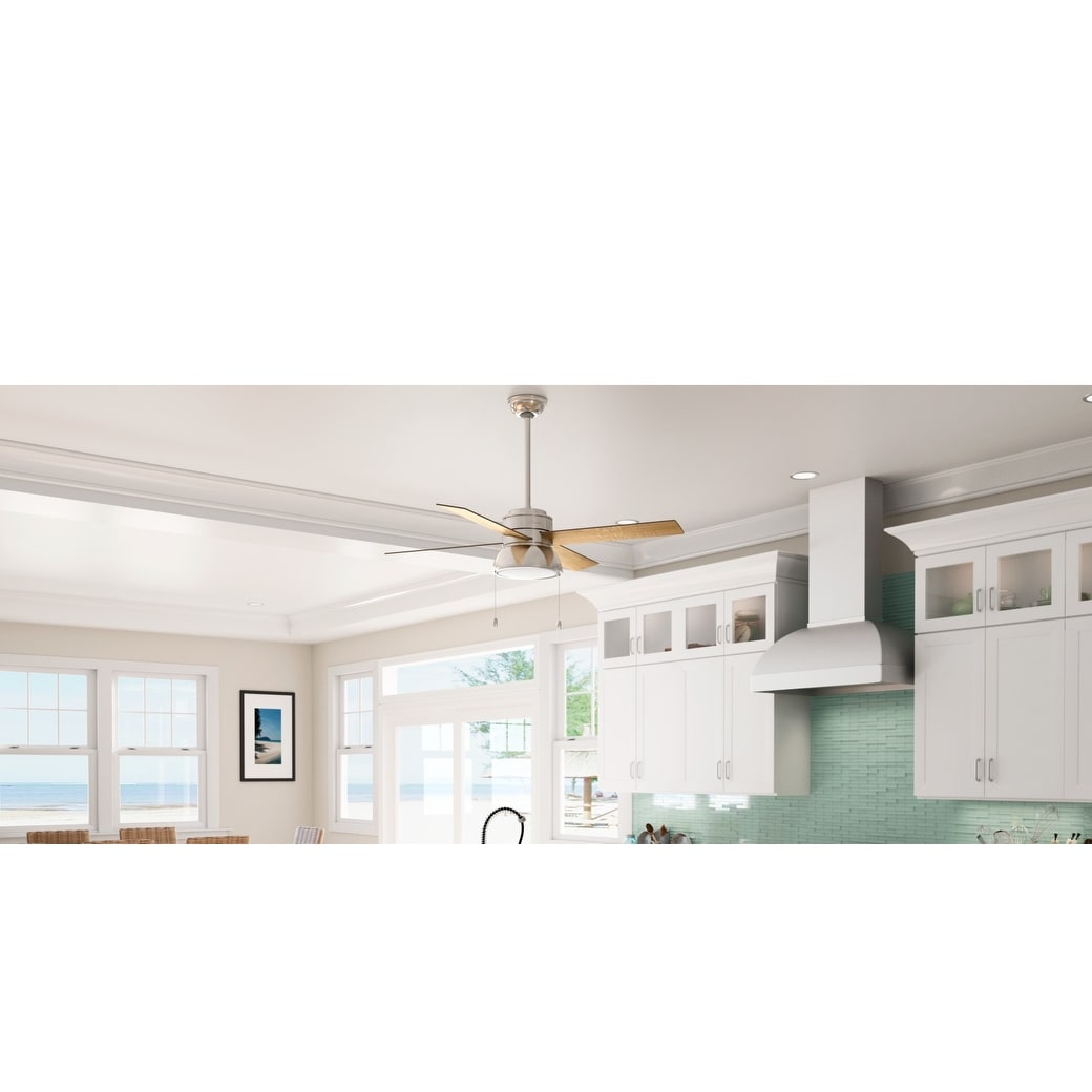 Hunter Fan Loki Polished Nickel With 4 Grey Oak And Driftwood Oak Reversible Blades 52 Inch Ceiling Fan