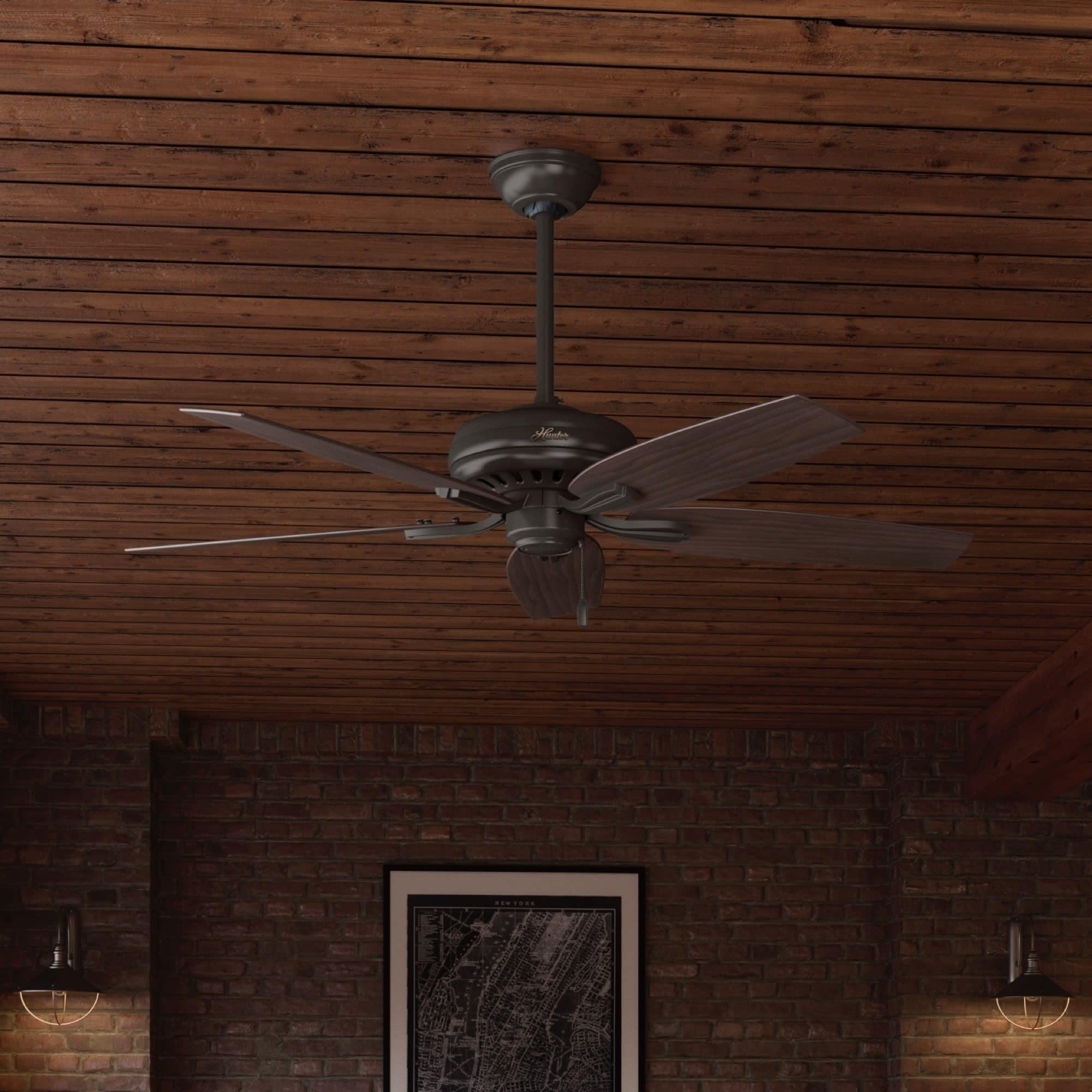 Hunter Newsome Collection Bronze And Roasted Walnut 52 Ceiling Fan