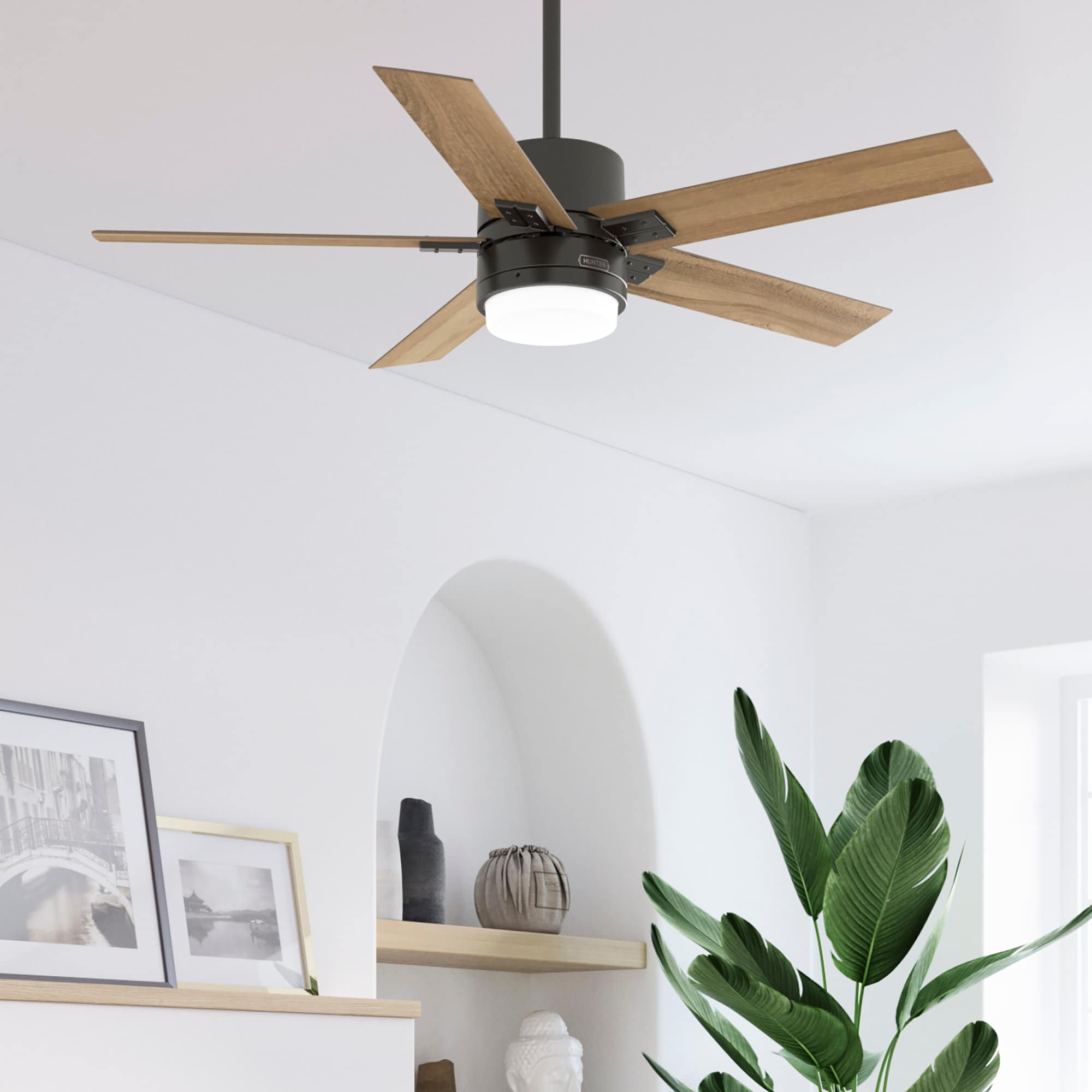 Hunter 52 Noble Bronze Ceiling Fan With Led Light Kit And Handheld Remote