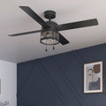 Hunter 52 Modern Matte Black Damp Rated Ceiling Fan With Led Light And Pull Chain