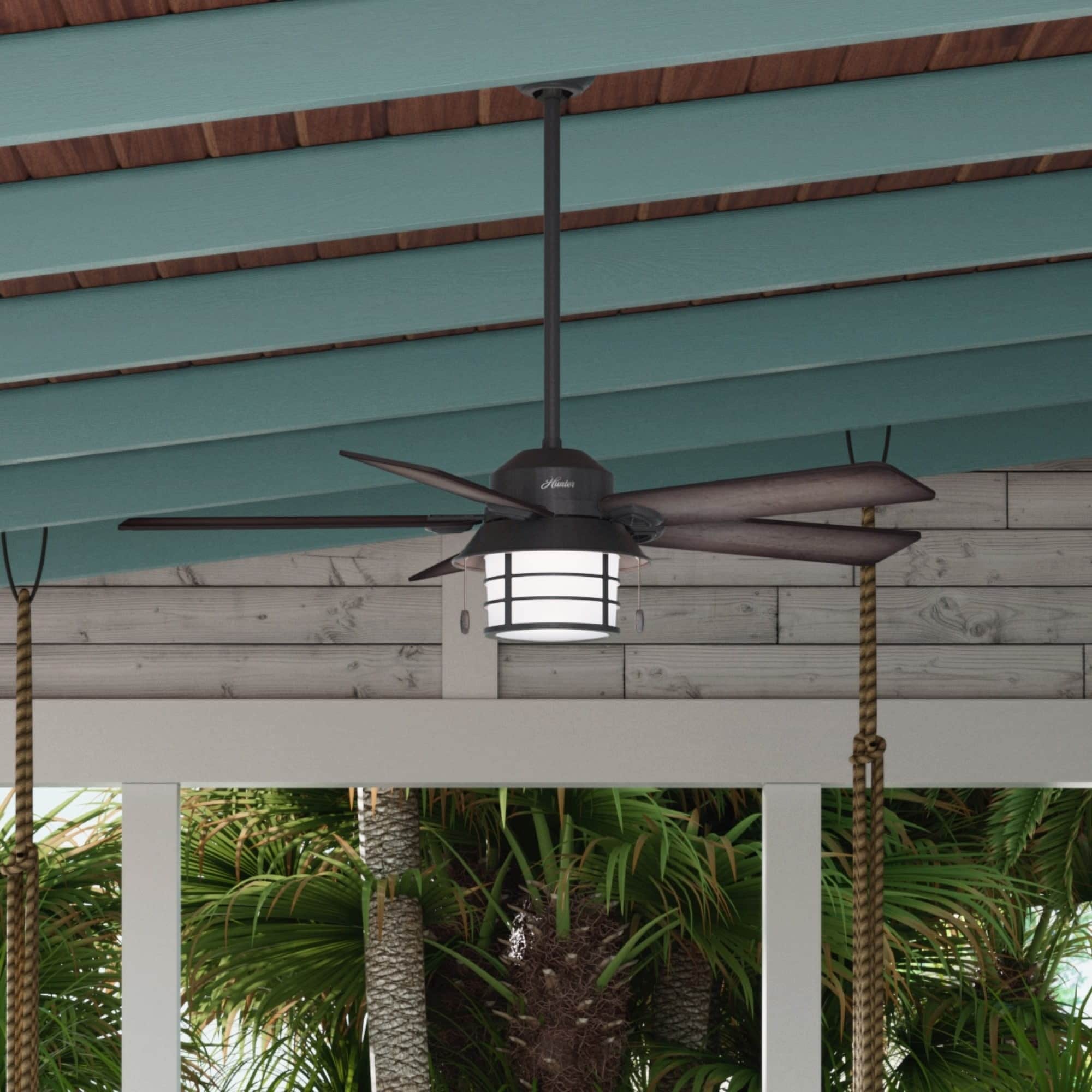 Hunter Key Biscayne Weathered Zinc 5 Blade Ceiling Fan Grey Pine