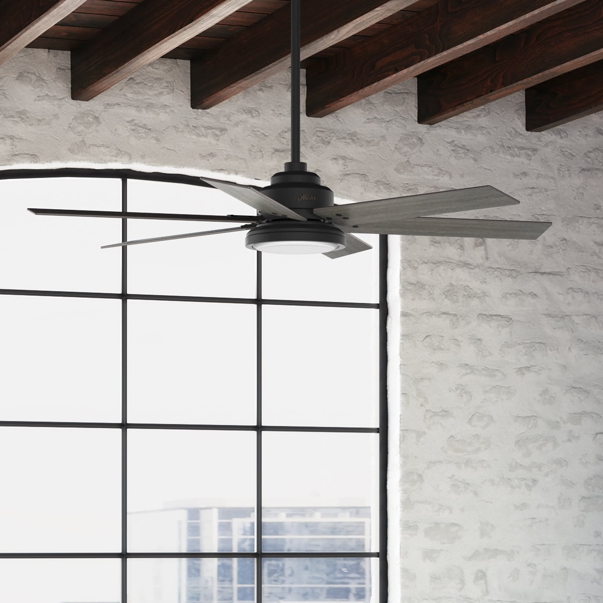Hunter 60 Warrant Noble Bronze Ceiling Fan With Led Light Kit And Wall Control