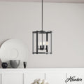 Hunter Astwood Collection Matte Black 4 Light Lantern Chandelier