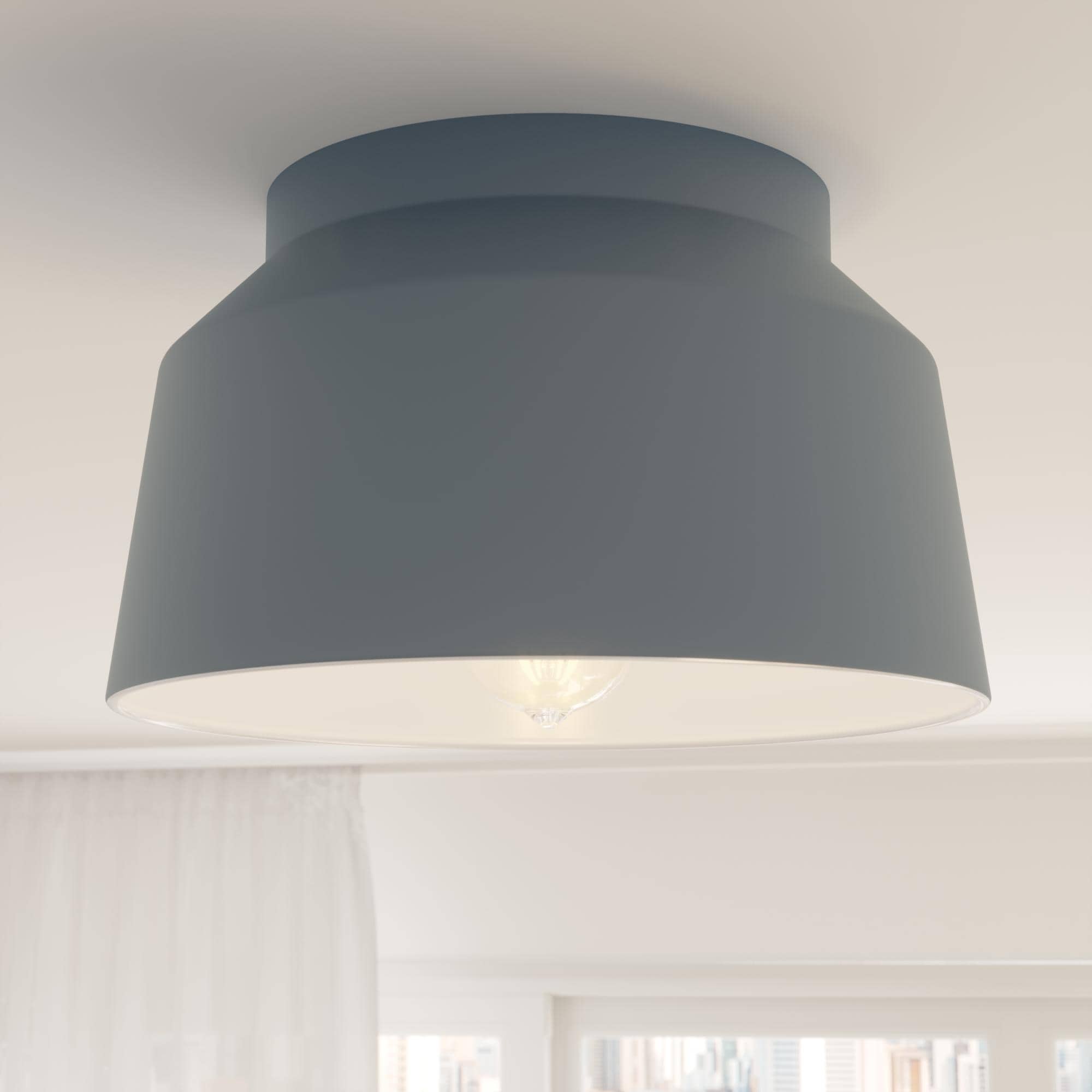 Hunter Cranbrook Collection Dove Grey 1 Light Cylinder Flush Mount