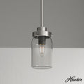 Hunter Devon Park Collection Brushed Nickel 1 Light Jar Pendant