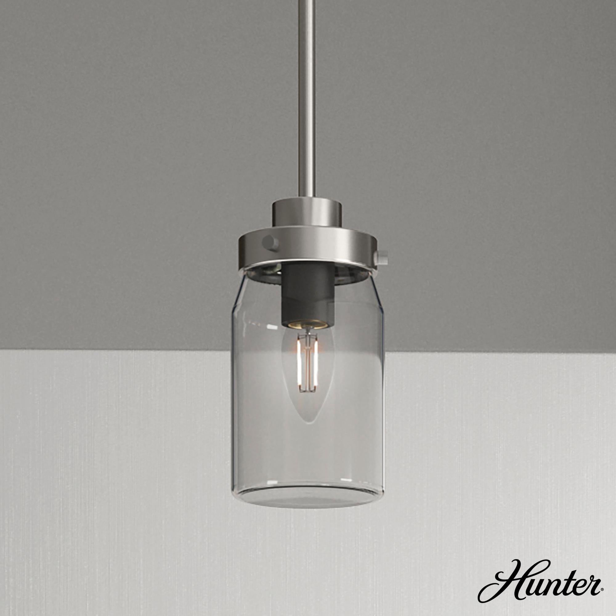Hunter Devon Park Collection Brushed Nickel 1 Light Jar Pendant