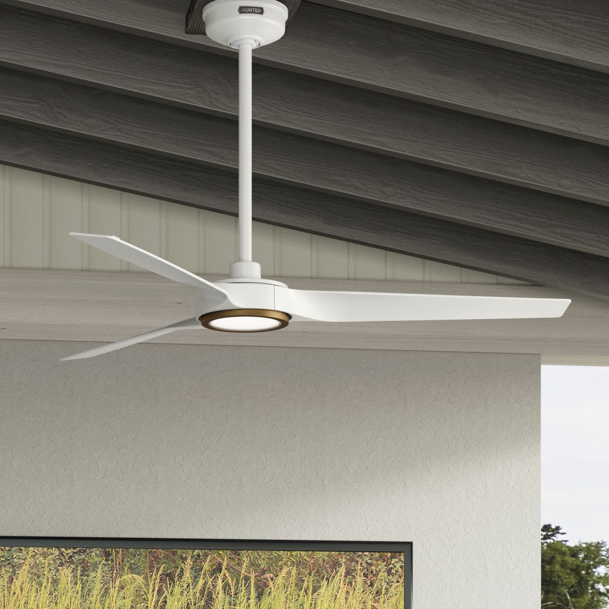 Hunter Zentech Indoor Outdoor 3 Blade Smart Ceiling Fan W Led Light And Handheld Remote Modern Contemporary