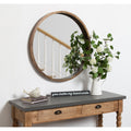 Hutton Round Decorative Wood Frame Wall Mirror 30 Inch Diameter