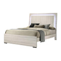 Hyao King Size Bed W Led Headboard White Wash Paper Veneer