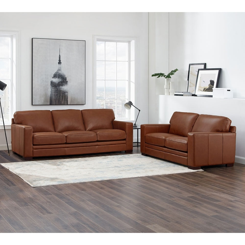 Hydeline Dillon Top Grain Leather Sofa Set Sofa And Loveseat