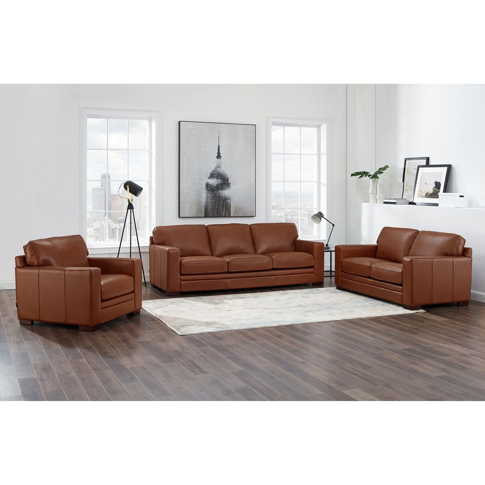 Hydeline Dillon Top Grain Leather Sofa Set Sofa Loveseat And Chair