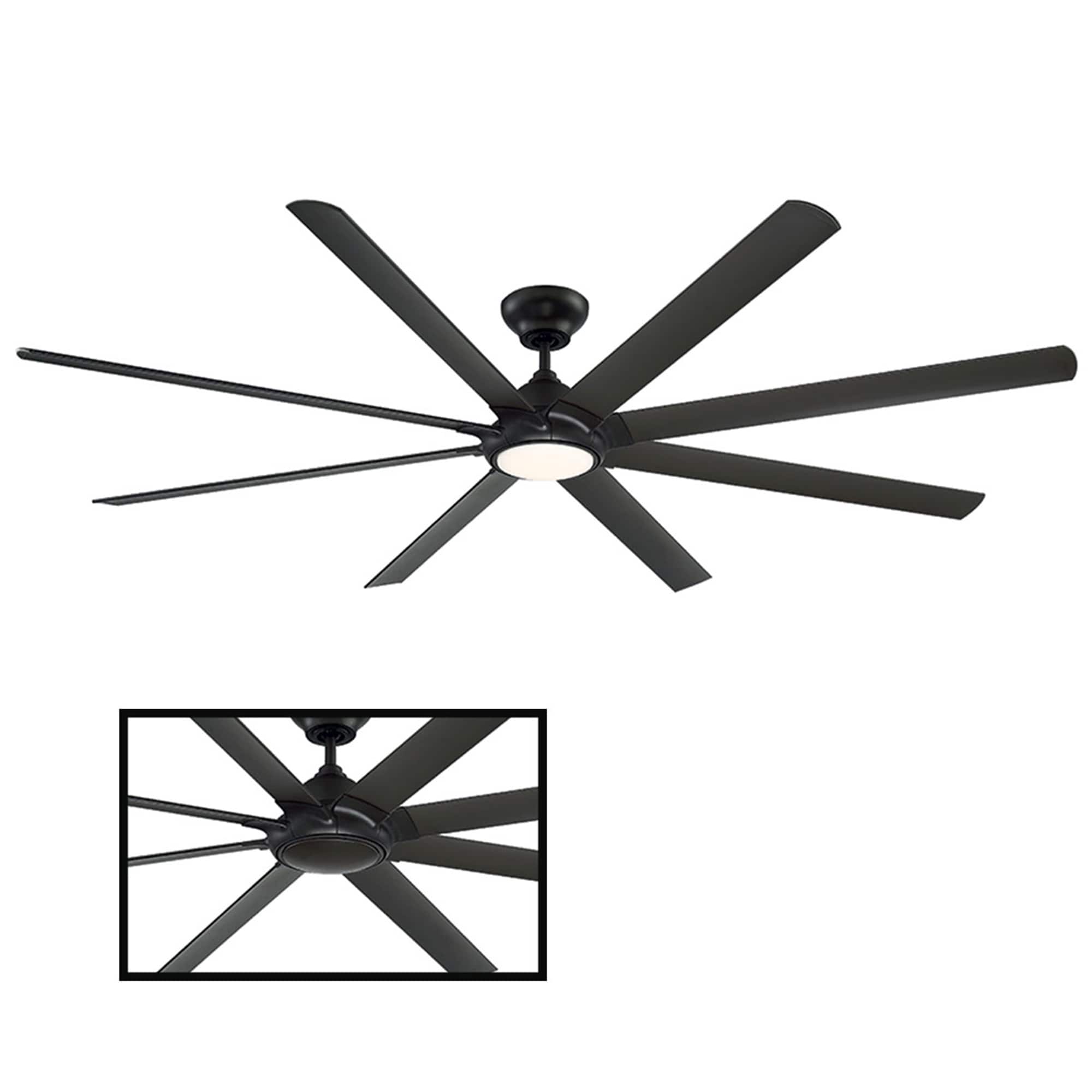 Hydra 96 Inch Eight Blade Indoor Outdoor Smart Ceiling Fan With Six Speed Dc Motor And Led Light.
