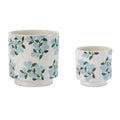 Hydrangea Floral Pattern Planter Set Of 2