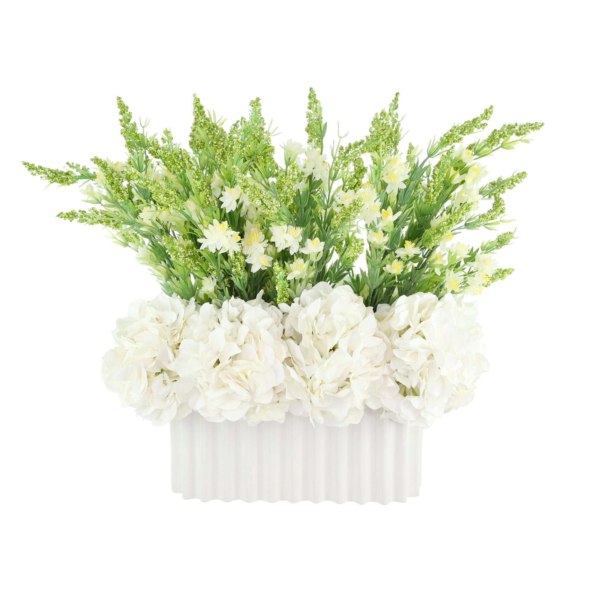 Hydrangeas And Wild Heather In Ceramic Vase 21