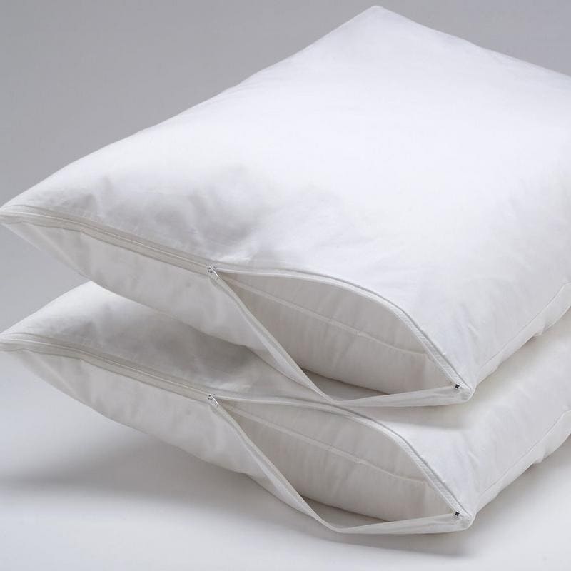 Hypoallergenic Zipper Pillow Encasement Protector With Back Fabric Lamination Set Of 2
