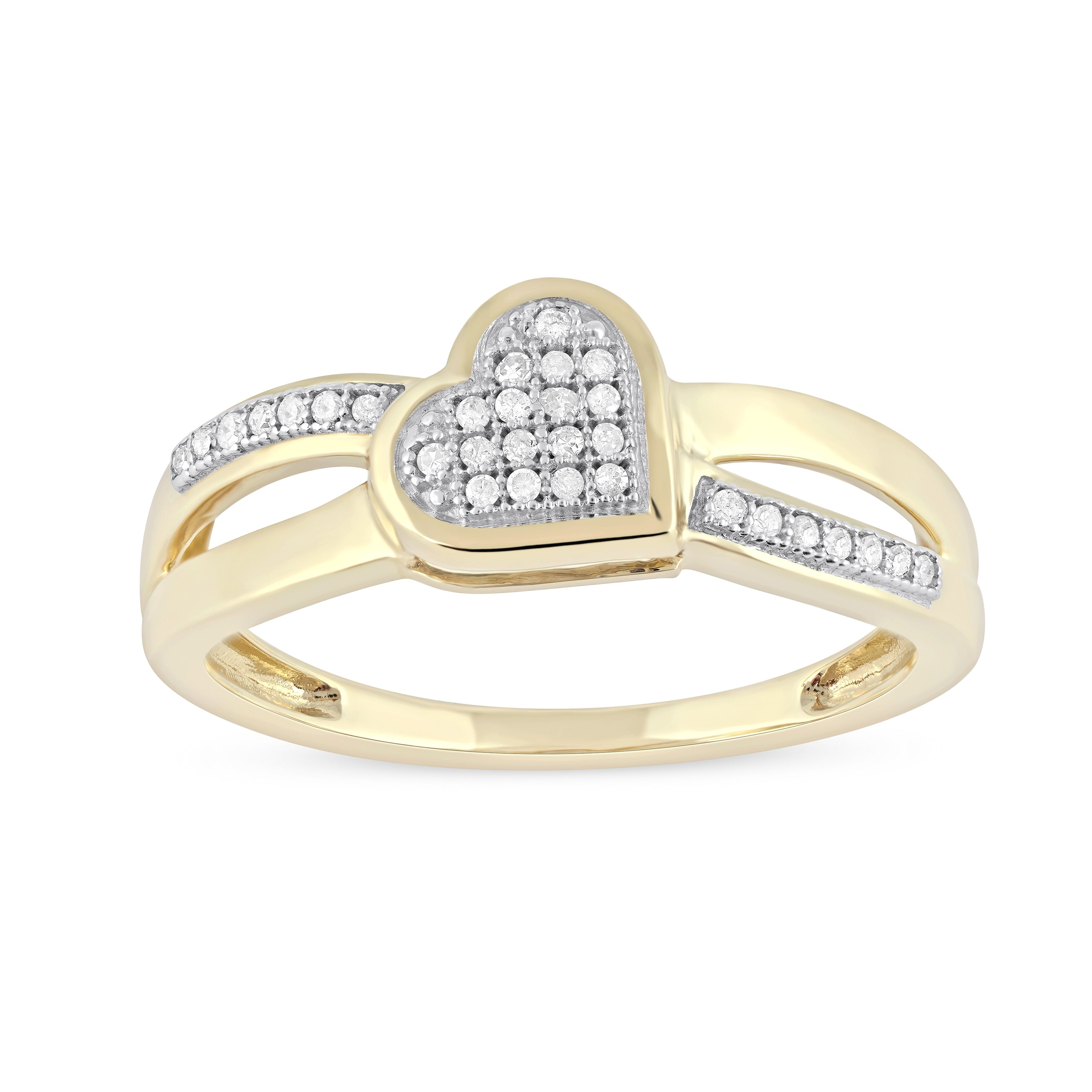 De Couer Igi Certified 10K Yellow Gold 1 10Ct Tdw Diamond Heart Ring