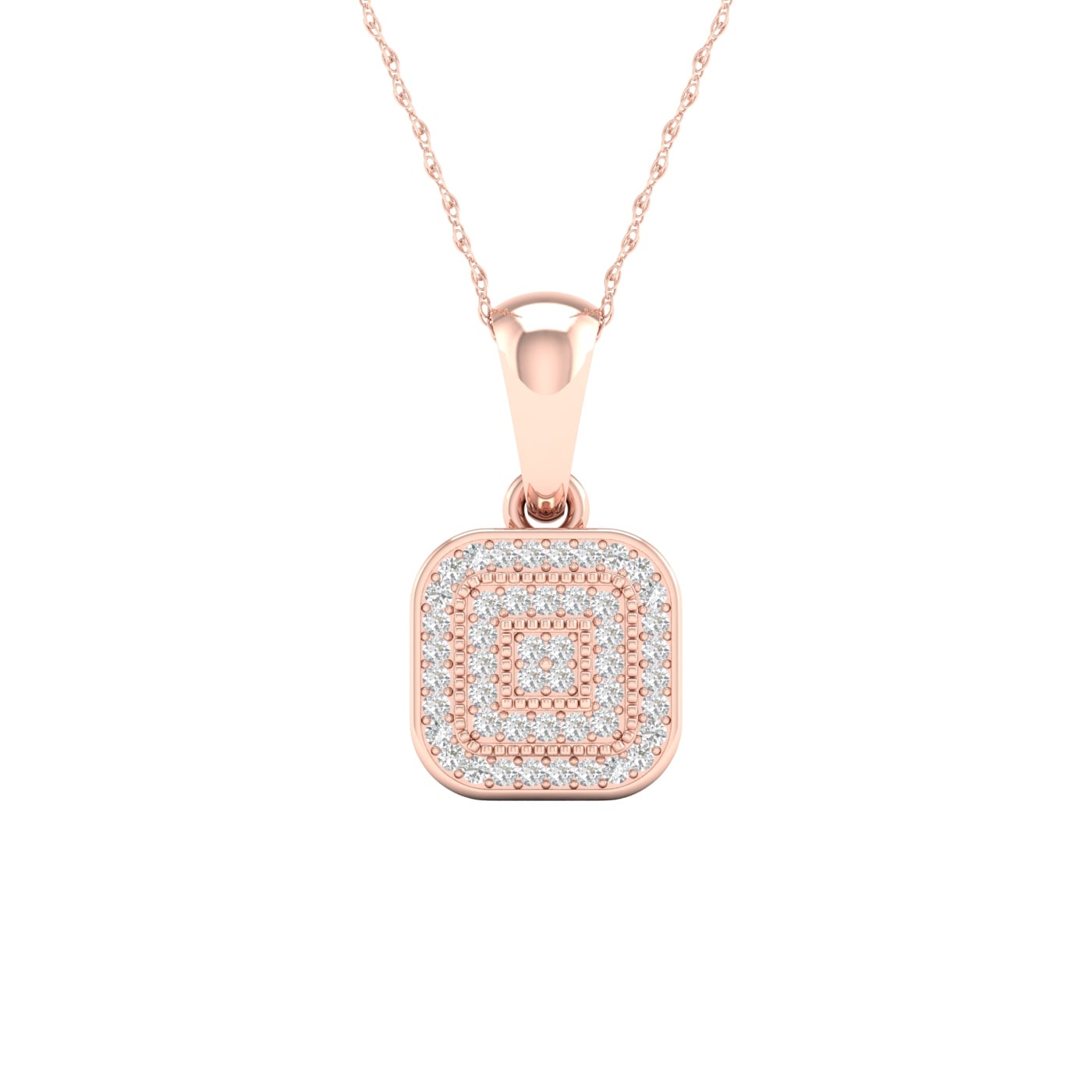 De Couer Igi Certified 10K Rose Gold 1 10Ct Tdw Diamond Halo Necklace Pink