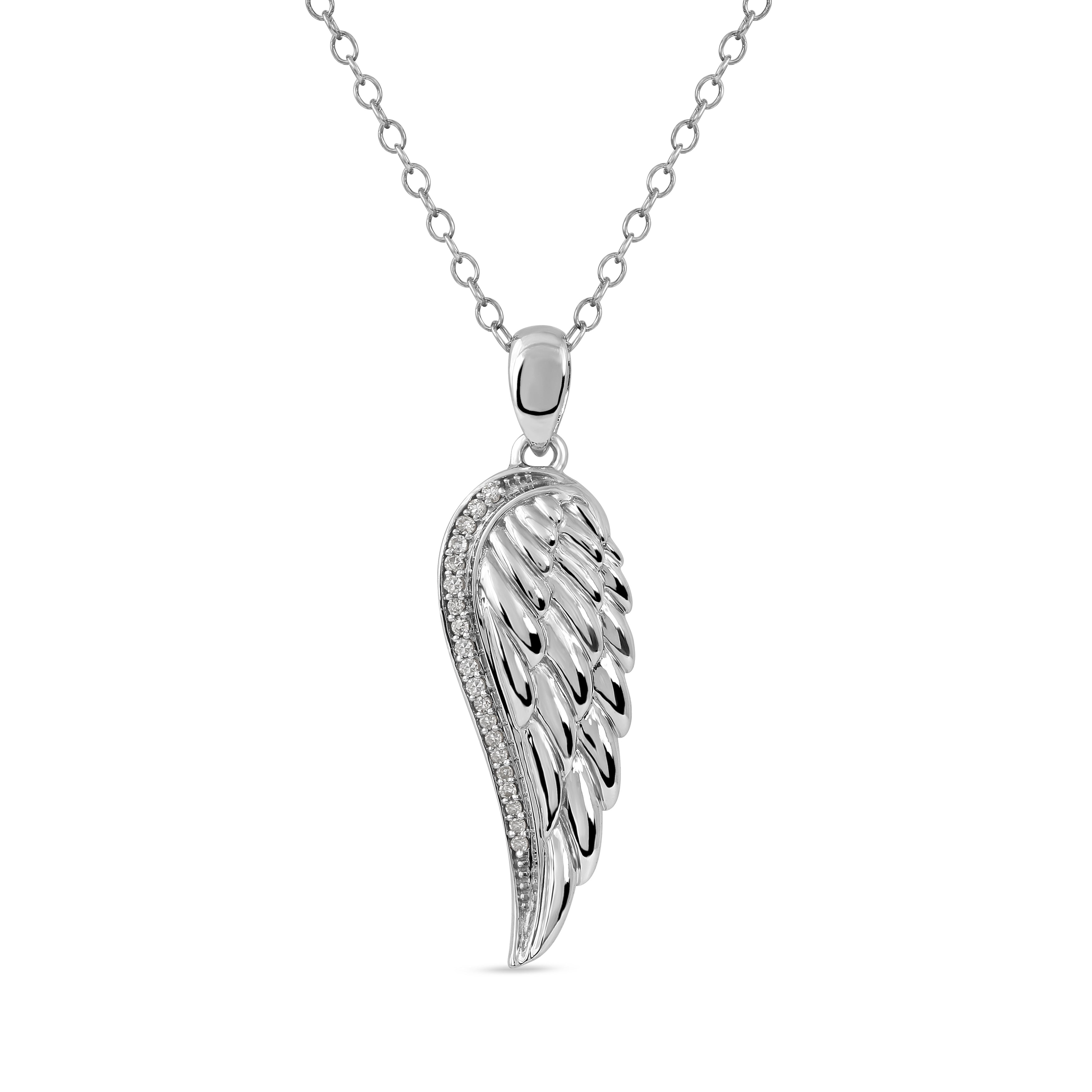 Sterling Silver Igi Certified 1 20Ct Tdw Angel Wing Necklace