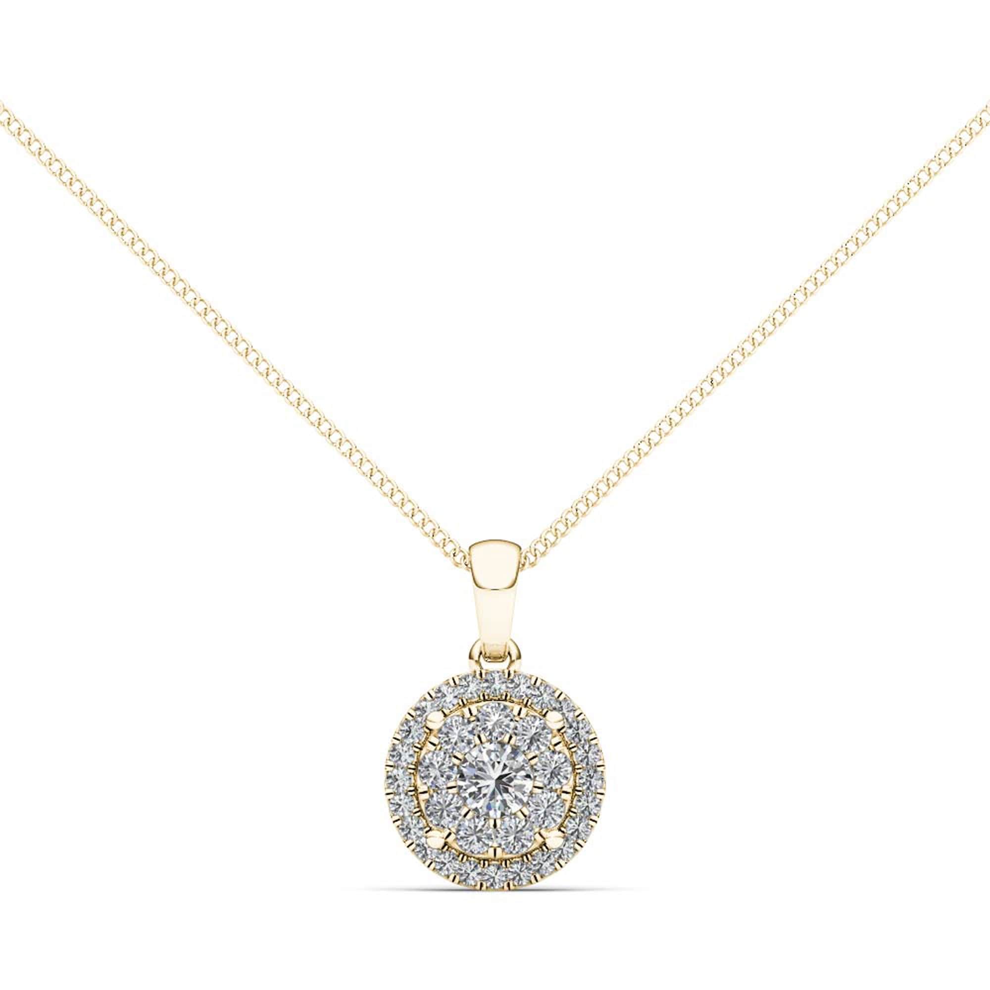 De Couer Igi Certified 14K Yellow Gold 1 2Ct Tdw Diamond Cluster Necklace