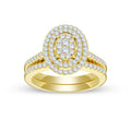 De Couer Igi Certified 10K Yellow Gold 1 2Ct Tdw Oval Shaped Cluster Halo Bridal Set