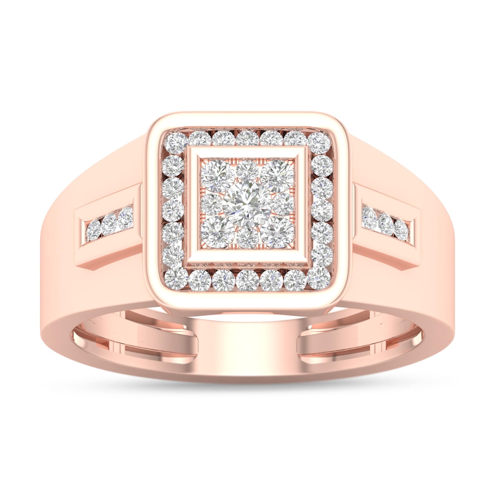 De Couer Igi Certified 10K Rose Gold Mens 1 2Ct Tdw Diamond Ring