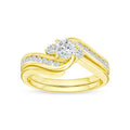 De Couer Igi Certified 14K Yellow Gold 1 2Ct Tdw Diamond Three Stone Swirl Bridal Set