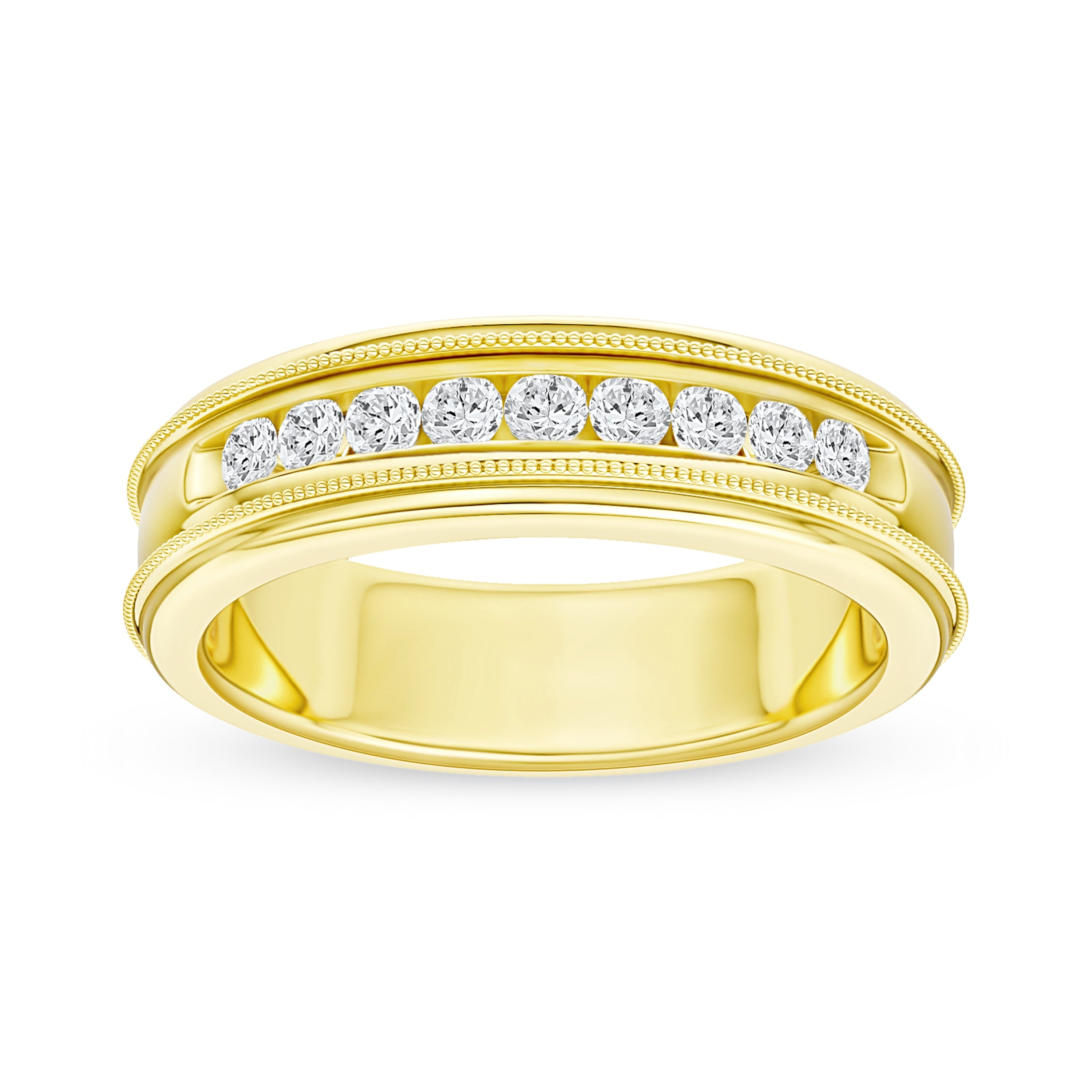De Couer Igi Certified 14K Yellow Gold 1 3Ct Tdw Diamond Mens Wedding Band