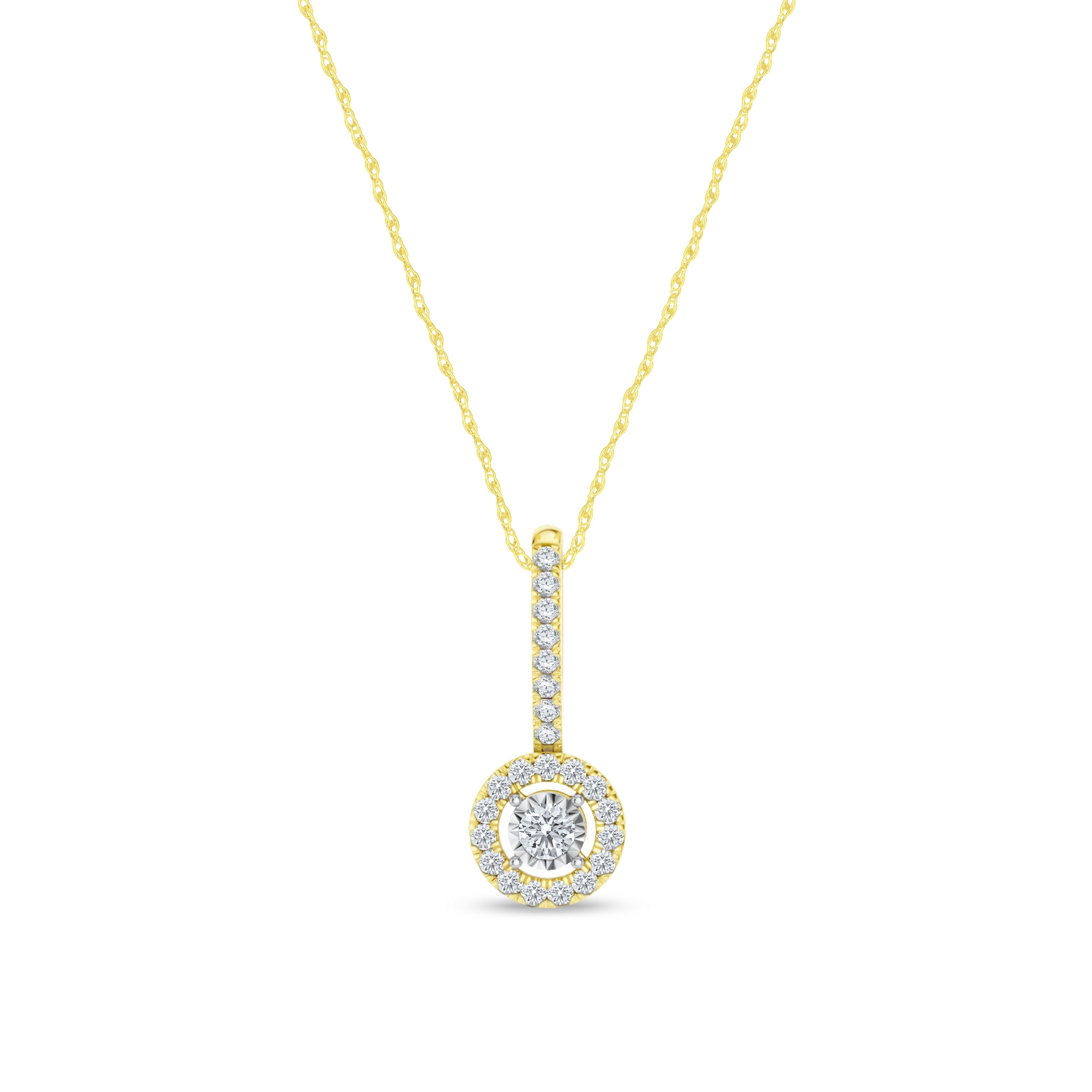De Couer Igi Certified 10K Gold 1 4Ct Tdw Diamond Halo Necklace
