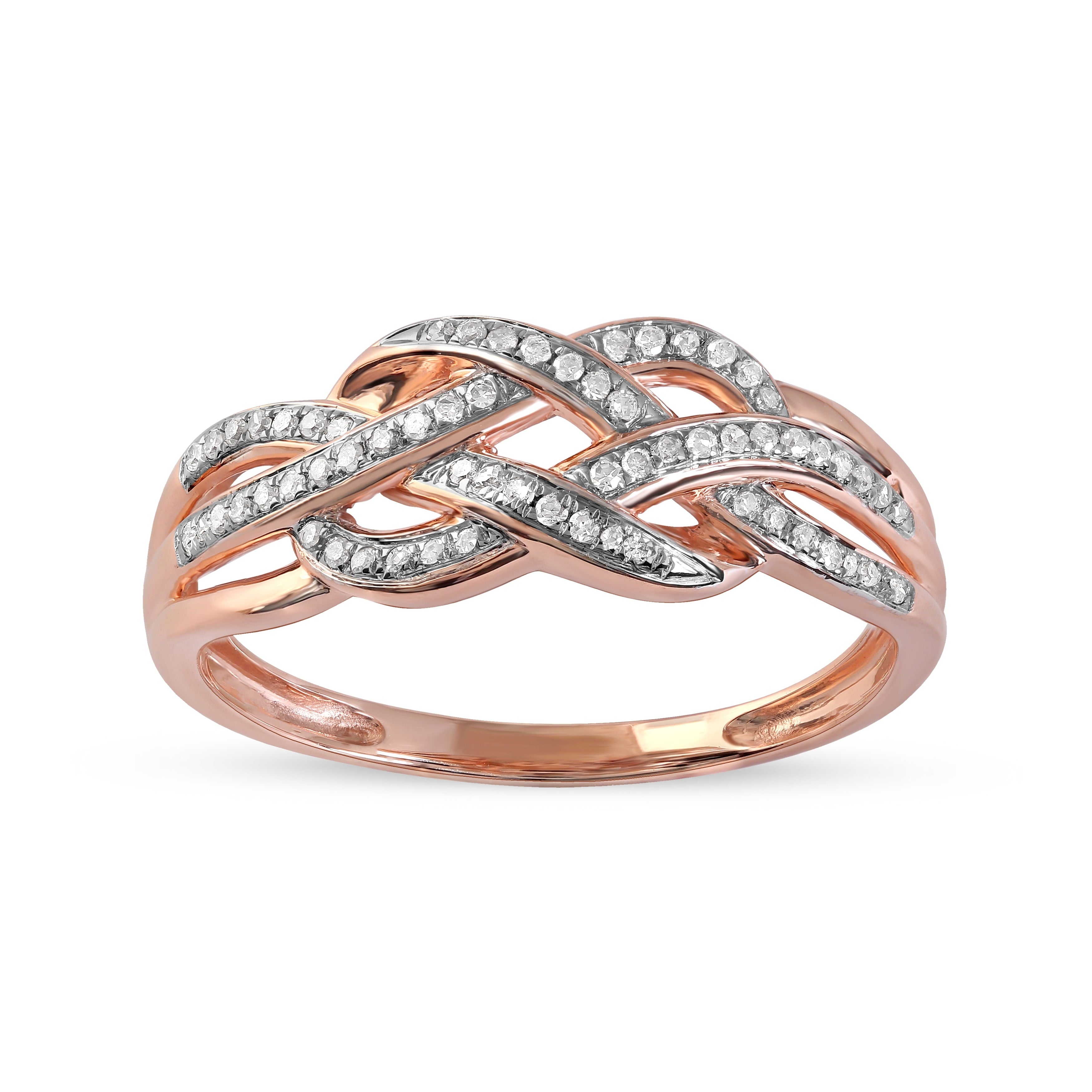 De Couer 10K Rose Gold 1 5Ct Tdw Diamond Swirling Ring Pink