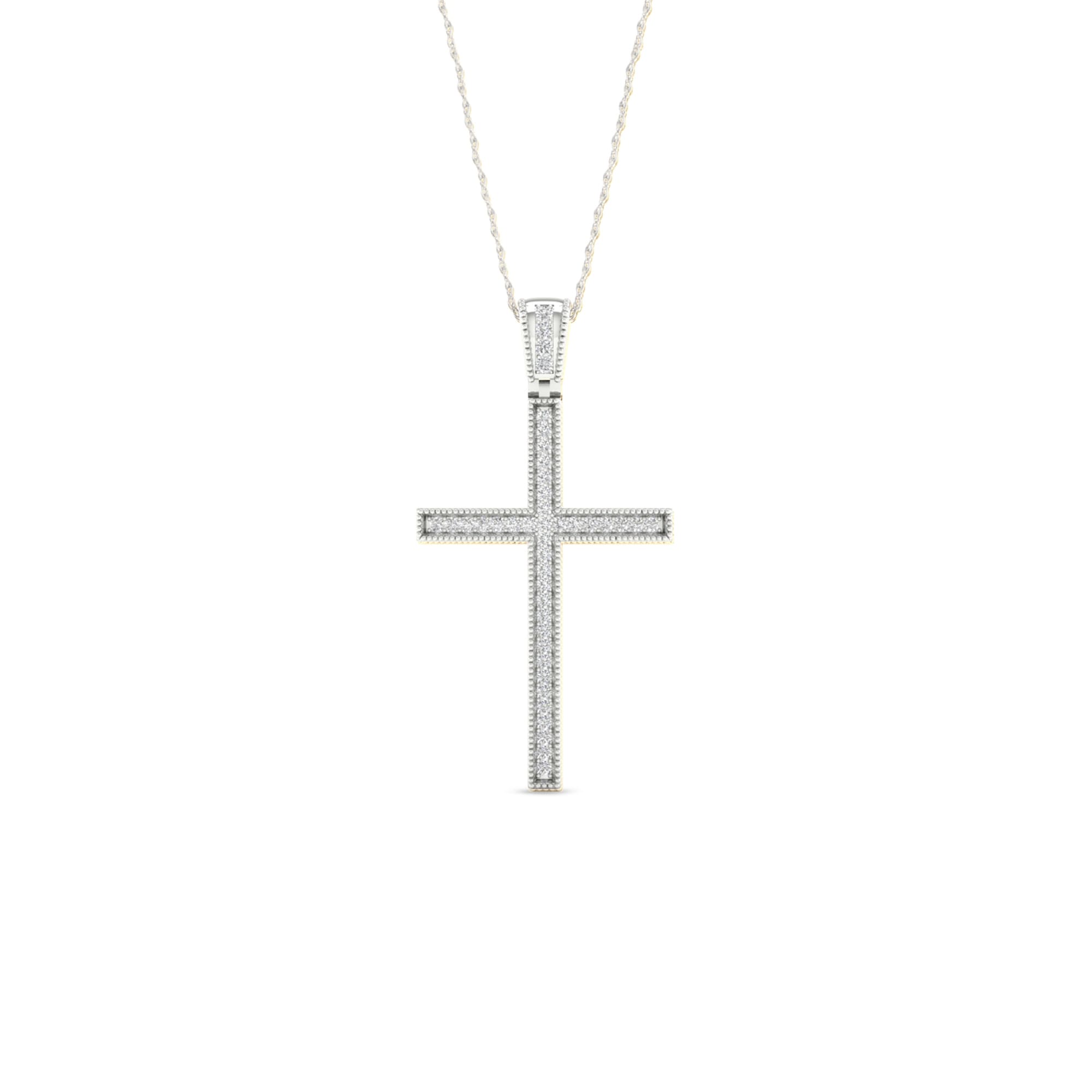 De Couer Igi Certified 10K White Gold 1 6Ct Tdw Diamond Cross Necklace White H I
