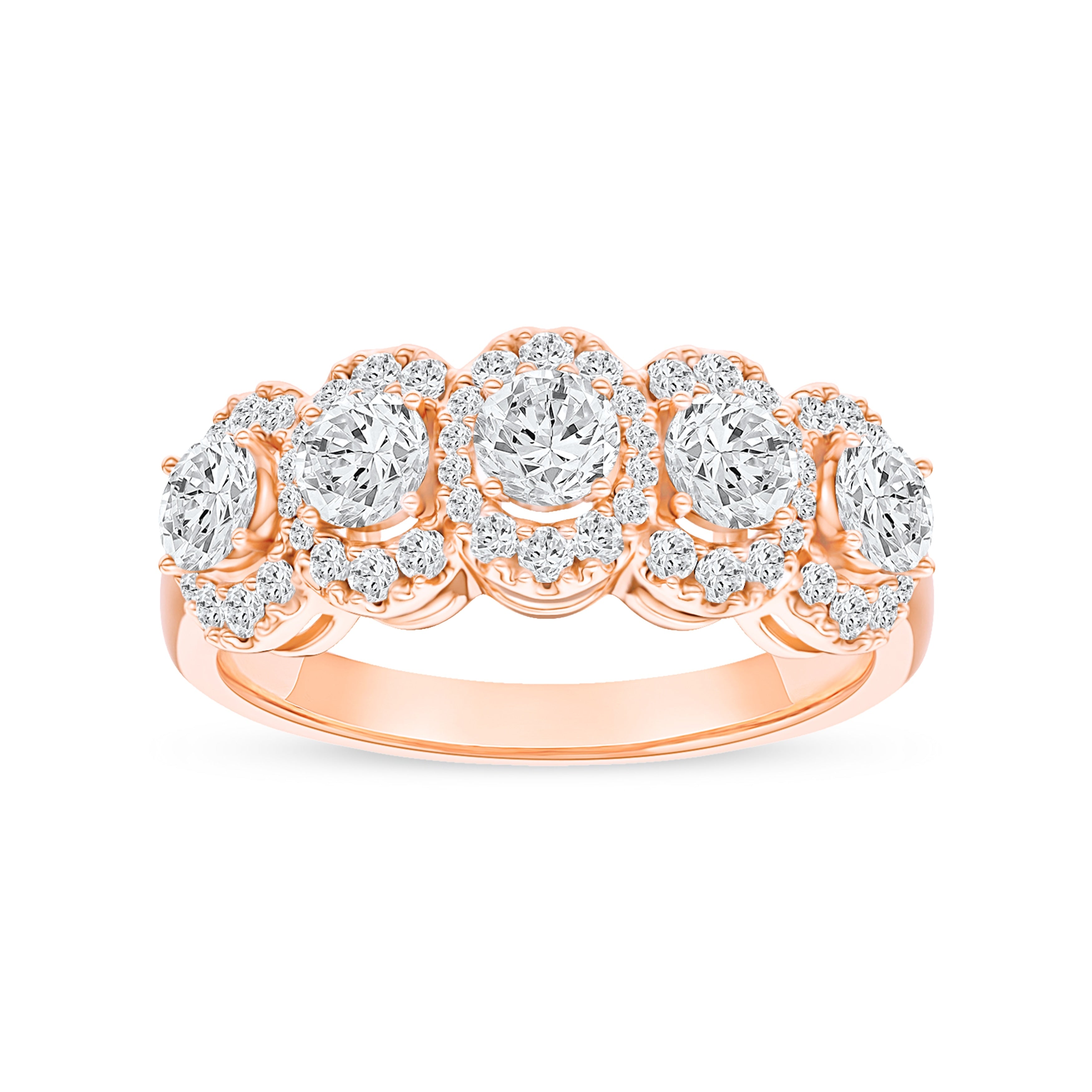 De Couer Igi Certified 14K Rose Gold 1 1 10 Ct Tdw Diamond Halo Ring Pink