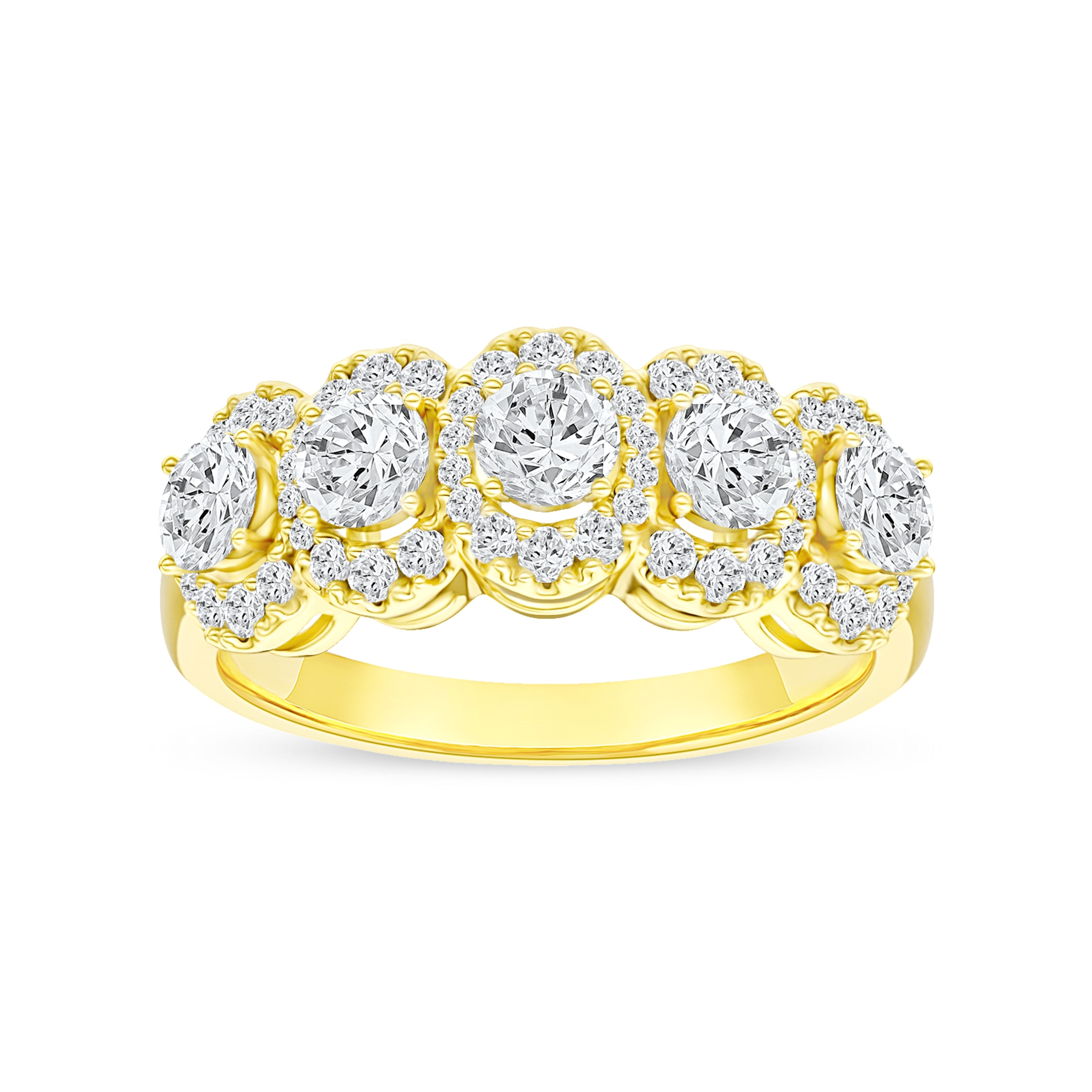 De Couer 14K Yellow Gold 1 1 10Ct Tdw Diamond Halo Ring
