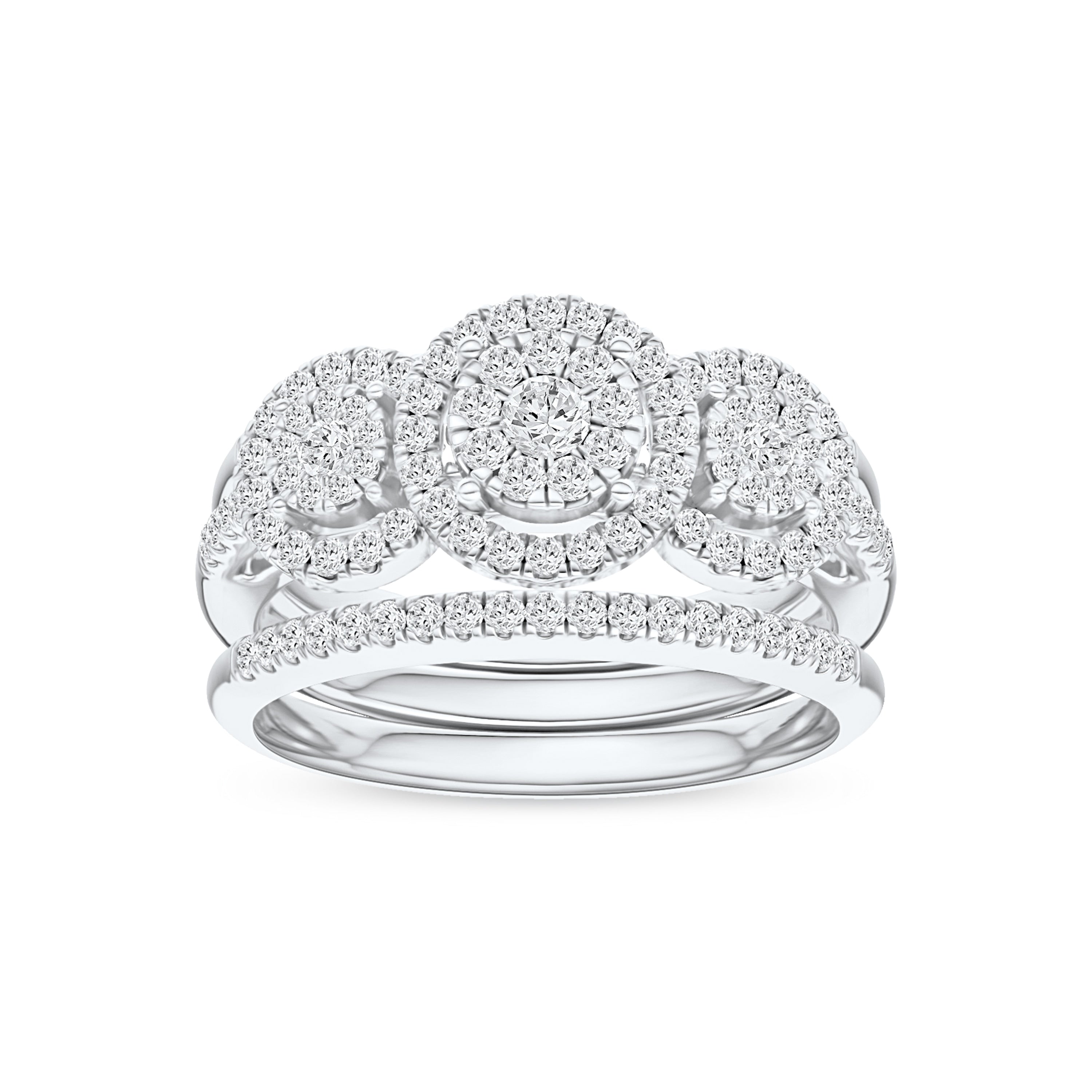 De Couer Igi Certified 3 4Ct Tdw Diamond Three Stone Bridal Set White