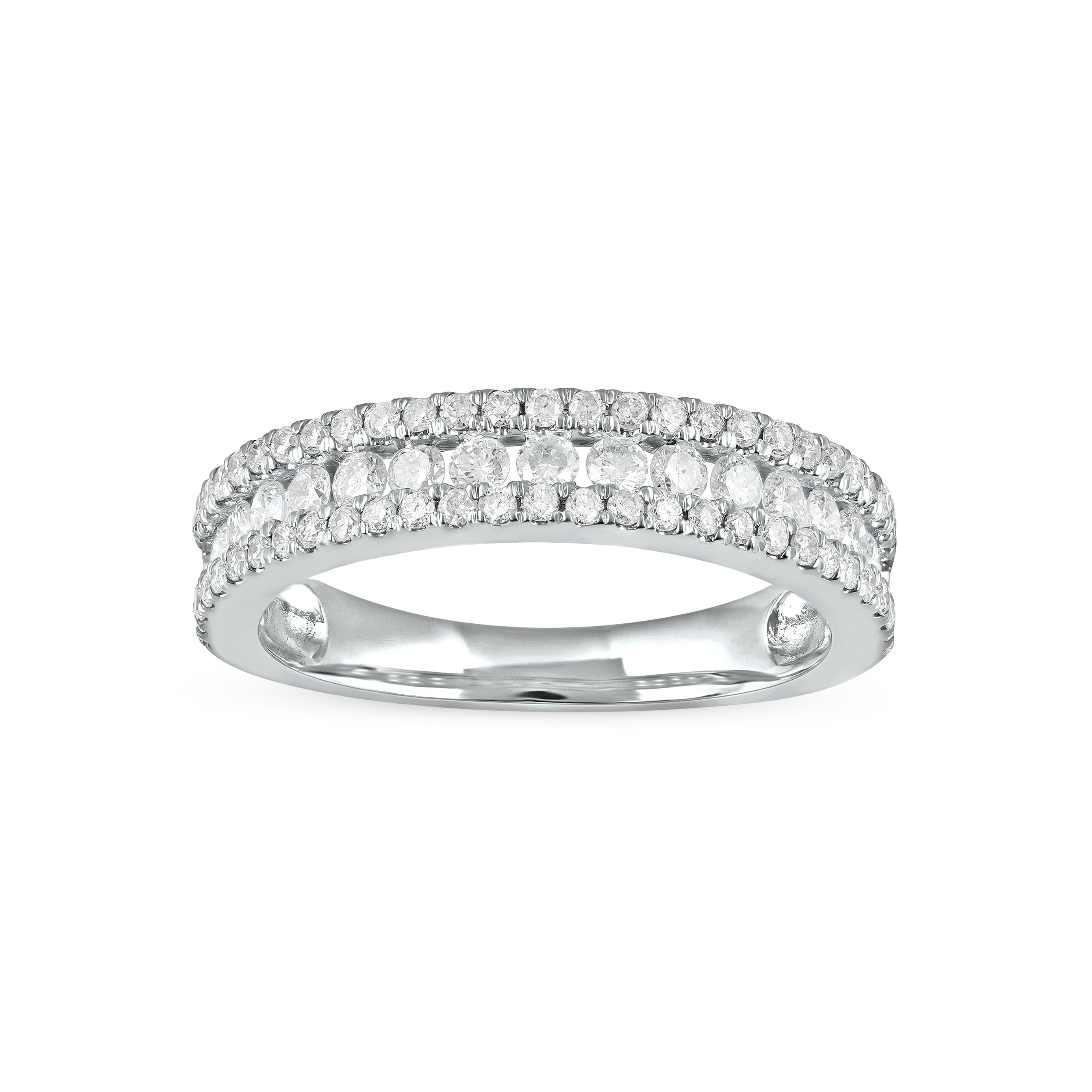 De Couer Igi Certified 14K Gold 3 4Ct Tdw Diamond Multi Row Womens Anniversary Band