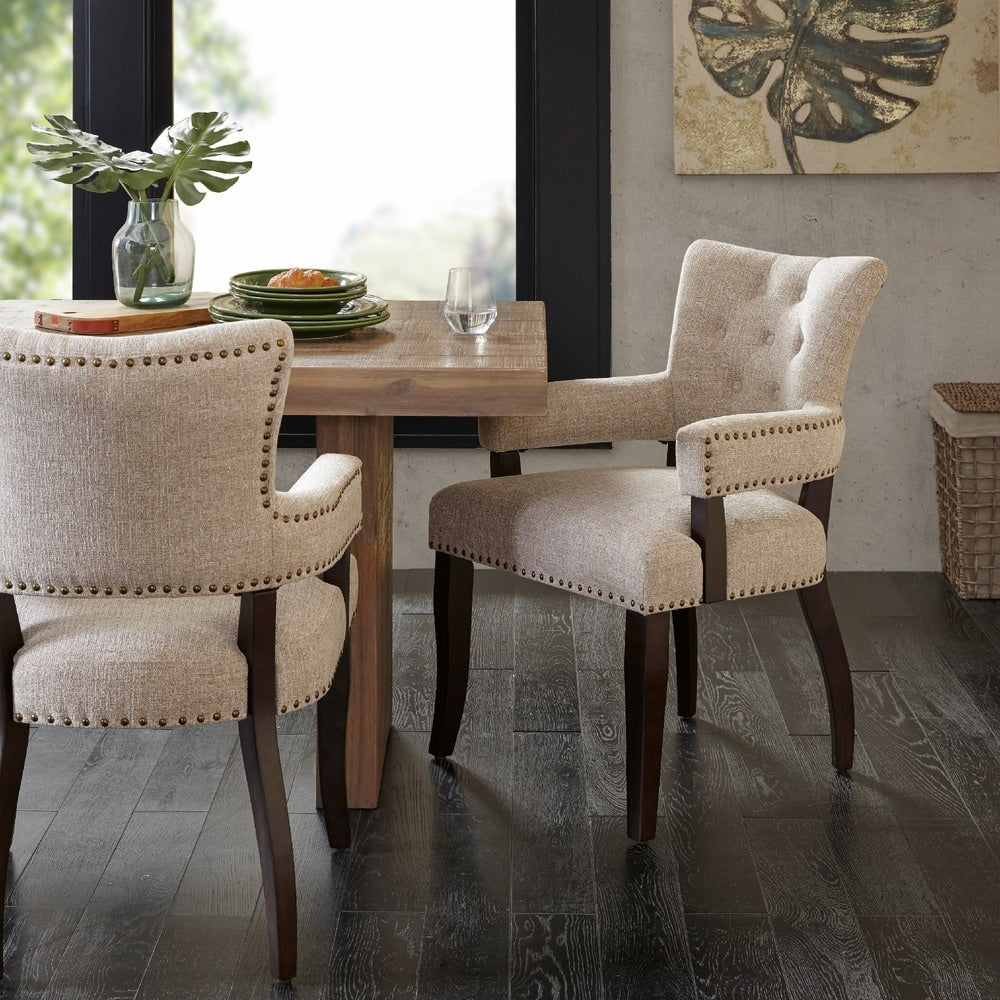 Ink Ivy Brooklyn Cream Morocco Dining Arm Chair Set Of 2 3.875 W X 23.25 D X 36 H 2