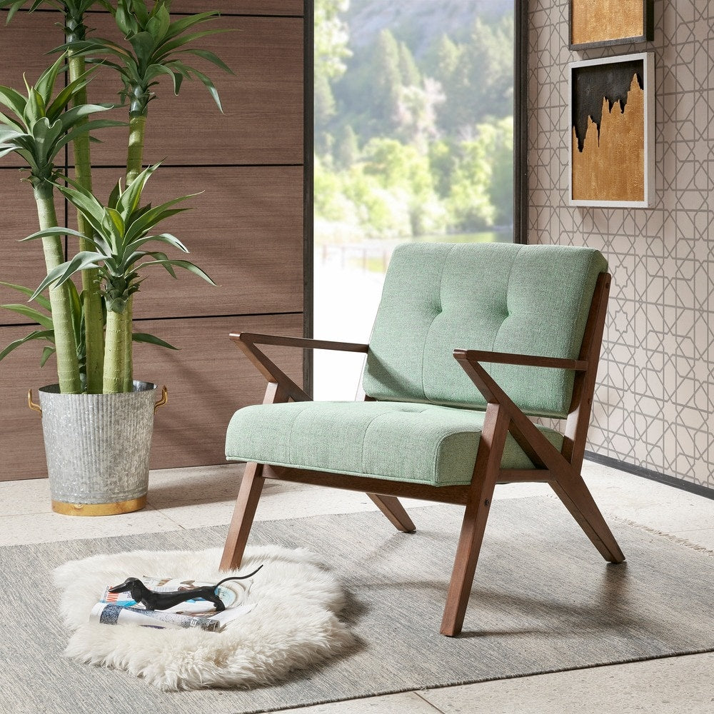 Carson Carrington Mustvee Seafoam Pecan Lounger Arm Chair