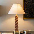 Ink Ivy Helixia Textured Ceramic Table Lamp With Fluted Fabric Shade N A