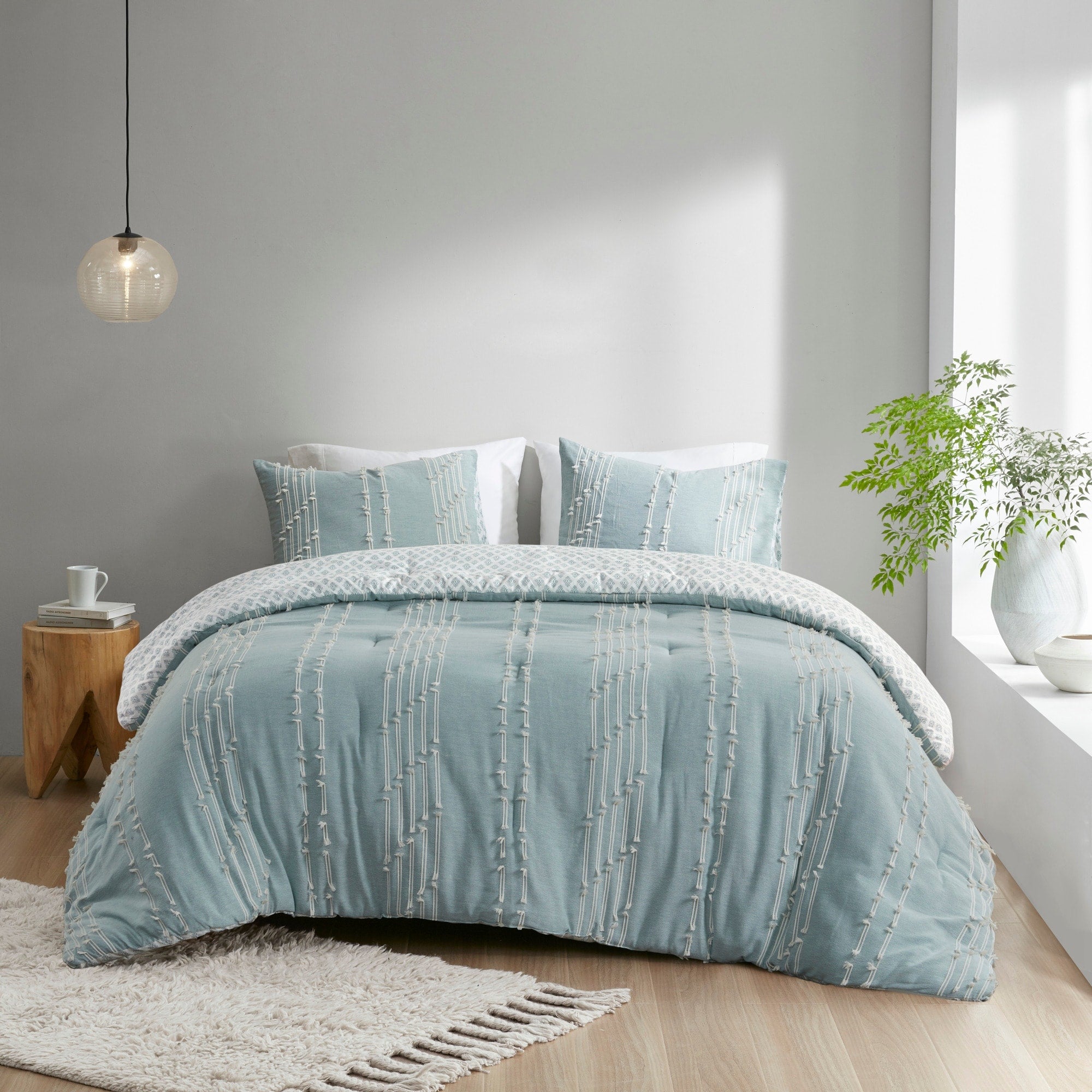 Ink Ivy Kara Aqua Cotton Jacquard Comforter Set