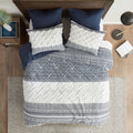 The Curated Nomad Natoma Navy Cotton Chenille Printed Duvet Cover Set