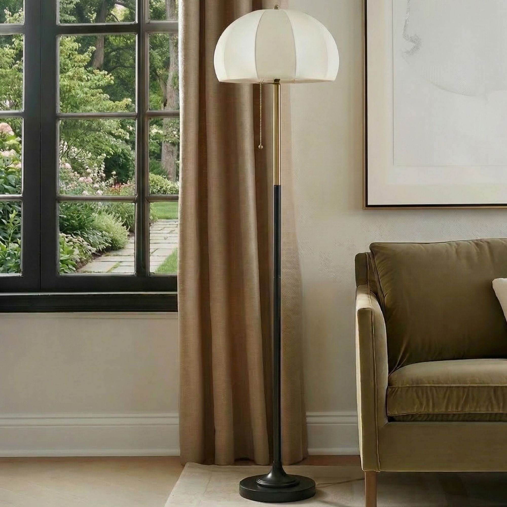 Ink Ivy Serin Textured Ceramic Floor Lamp With Fluted Fabric Shade N A