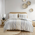The Curated Nomad Clementina Ivory Cotton Printed Chenille 3 Piece Comforter Set