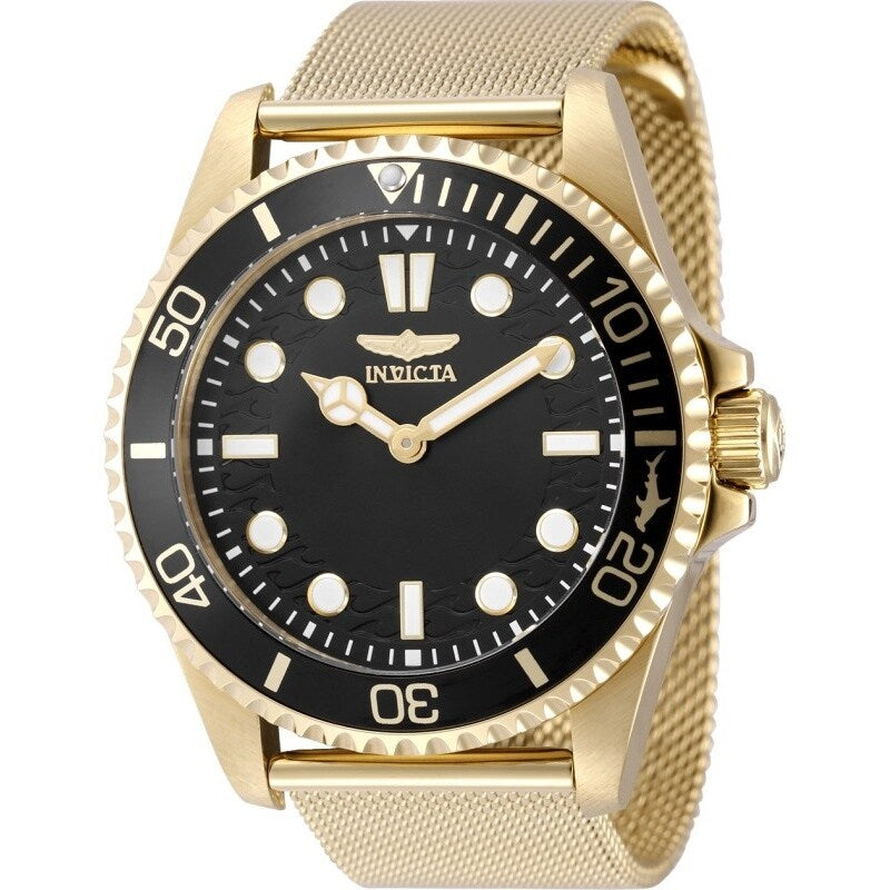 Invicta Mens 49691 Pro Diver Quartz 2026 Brass Dial Watch Black