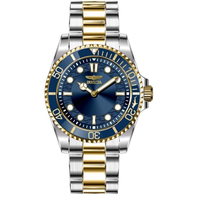 Invicta Mens 49696 Pro Diver Quartz Pc20S Brass Dial Watch Blue