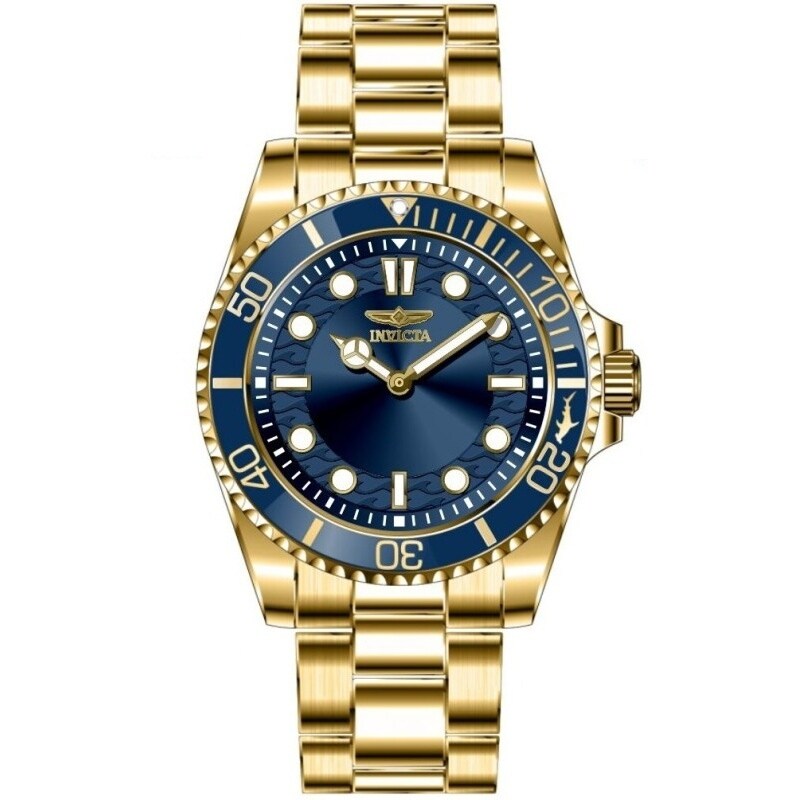 Invicta Mens 49699 Pro Diver Quartz Pc20S Brass Dial Watch Blue