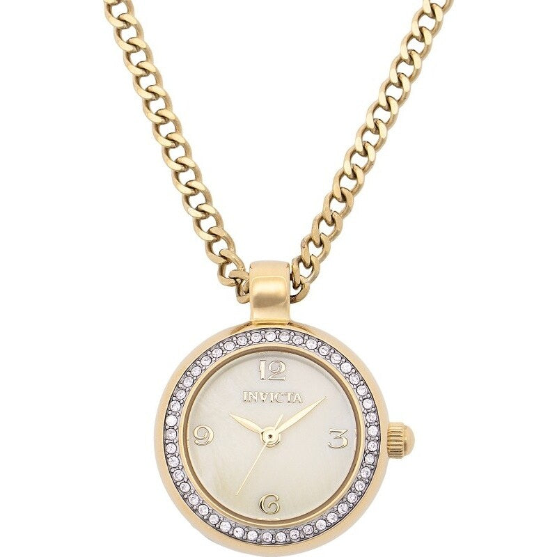 Invicta Womens 49932 Mini Quartz Pc21J Mother Of Pearl Dial Watch Gold