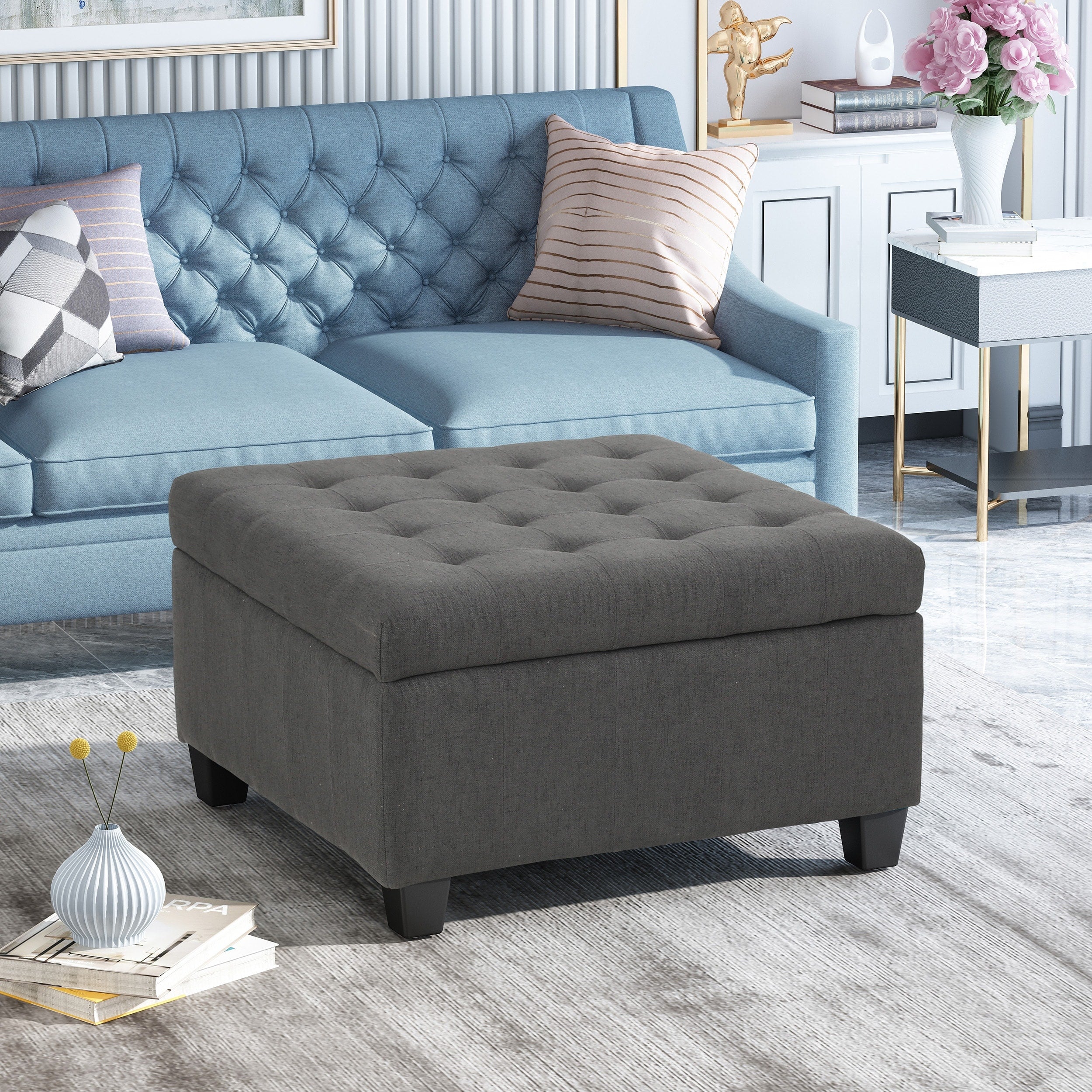 Isabella Upholstered Ottoman Elegant Accent Furniture For Modern Homes
