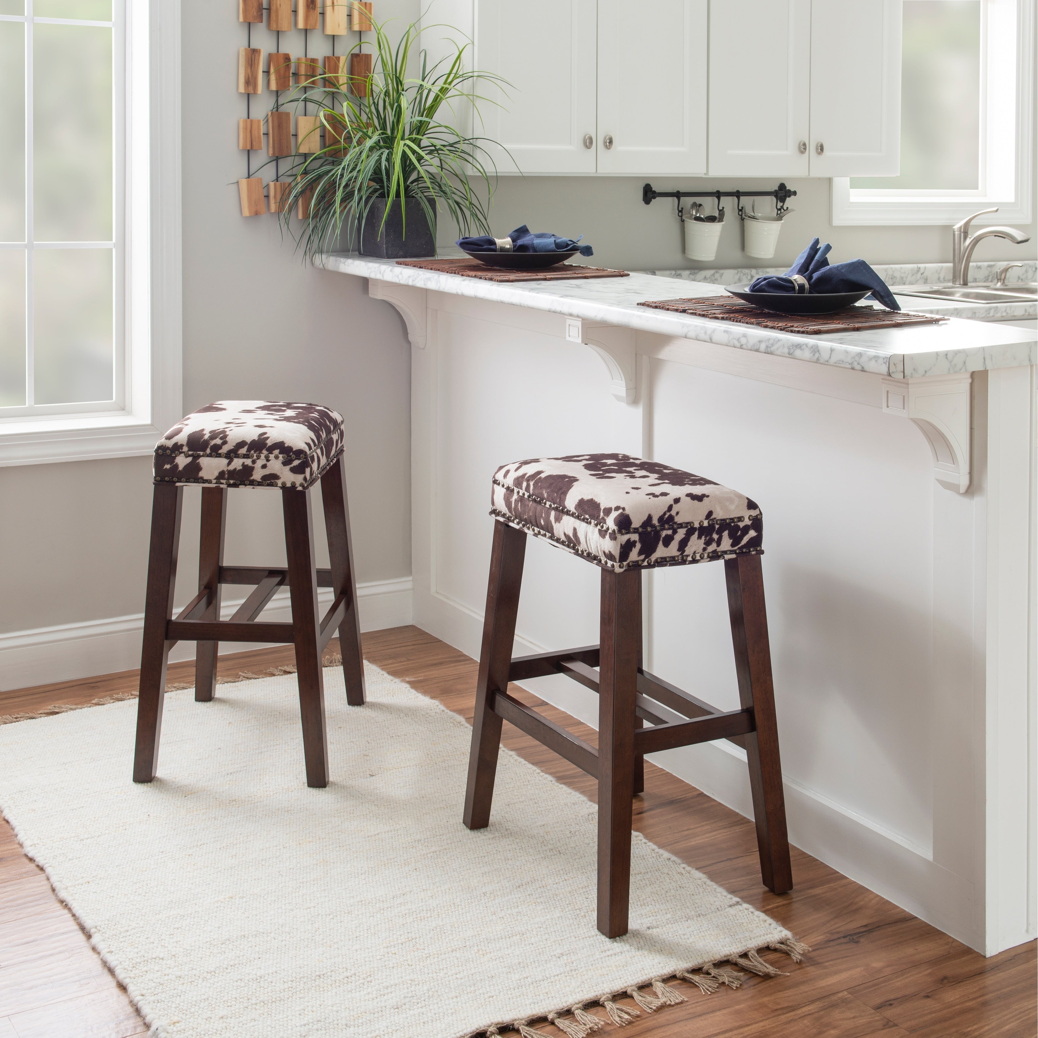 Linon Ian Brown Cow Print Bar Stool