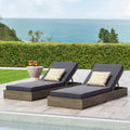 Ian Outdoor Acacia Wood Chaise Lounge With Cushion Set Of 2 By Christopher Knight Home